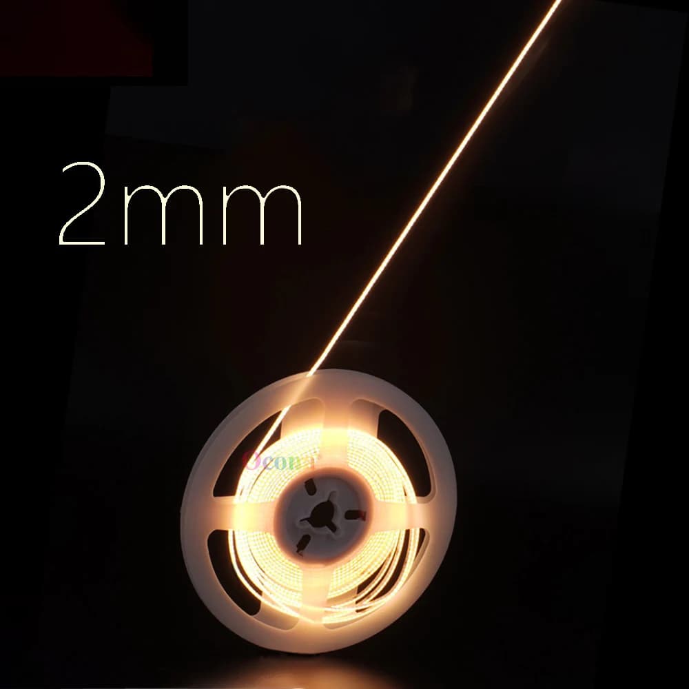 Bande lumineuse LED COB fine de 2mm, pour bricolage, étagère d'armoire artisanale, Filament 12V, bla