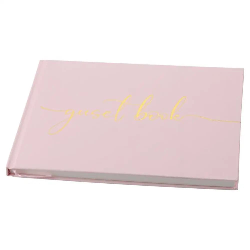 Livre d'Or de Mariage en Papier Délicat, Rose, Noir, Blanc, 24.3x18.4 cm, Enregistrement des Invités
