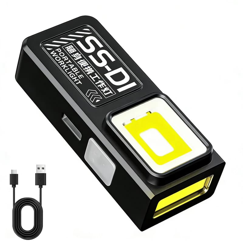 Mini lampe de poche porte-clés LED COB puissante, Rechargeable par USB C, lampe de travail suspendue