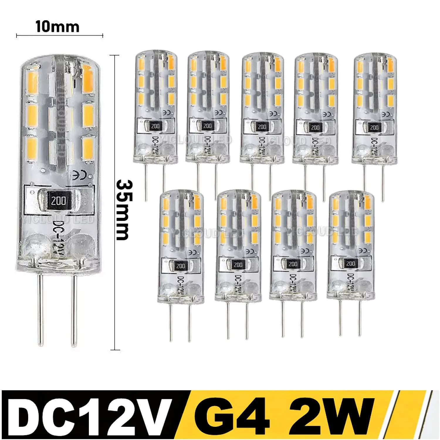 Ampoule LED G4 12W 9W 5W 3W 2W AC DC12V SMD 2835 3014 SMD, Mini lampe en Silicone, blanc chaud, Angl
