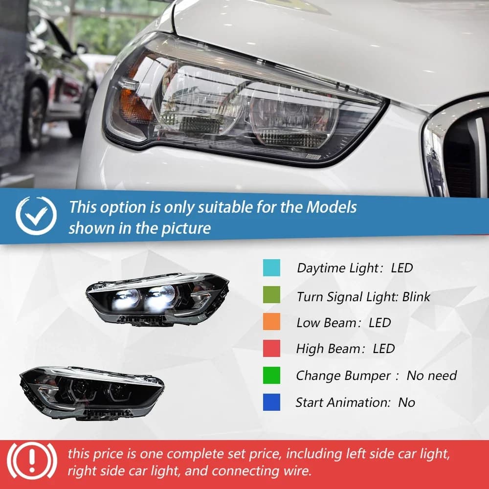 Pour BMW X1 2016-2019 F48 F49 phare avant LED assemblage de phare automatique mise à niveau Version 