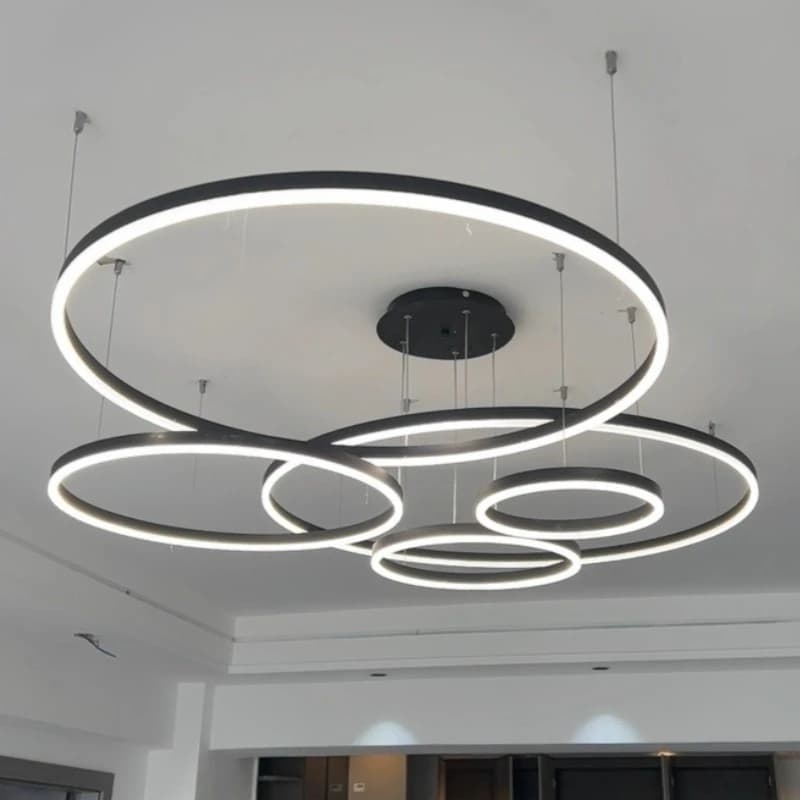 Anneaux en aluminium modernes lustres Simple acrylique pendentif LED lumières salon salle à manger m