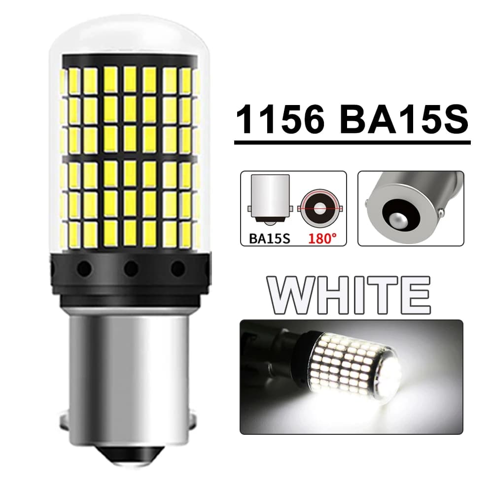 2/4 pièces 1156 BA15S BAU15D 7443 W21W ampoule LED CANBUS 15W 12V 6500K blanc Super lumineux frein a
