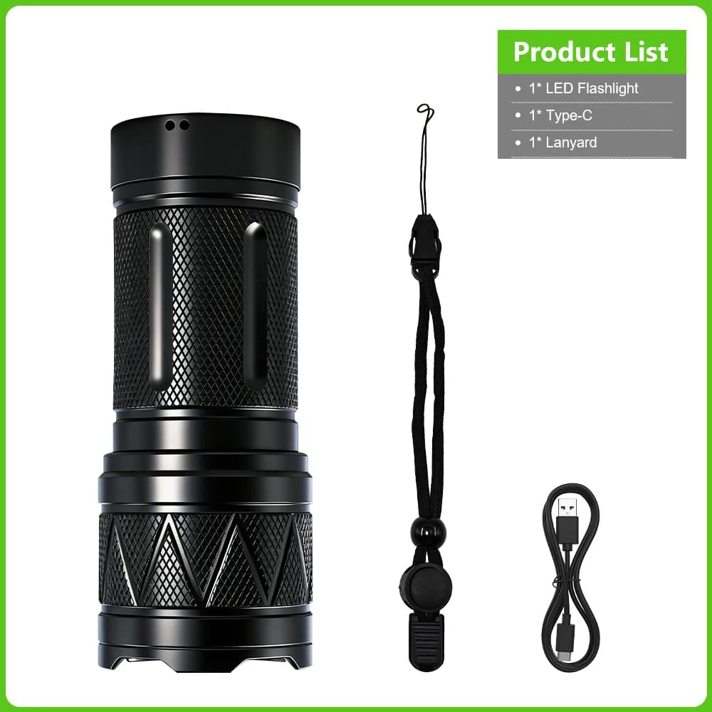 Lampe de poche LED Ultra puissante 6000W, longue portée 10000M, torche tactique rechargeable par USB
