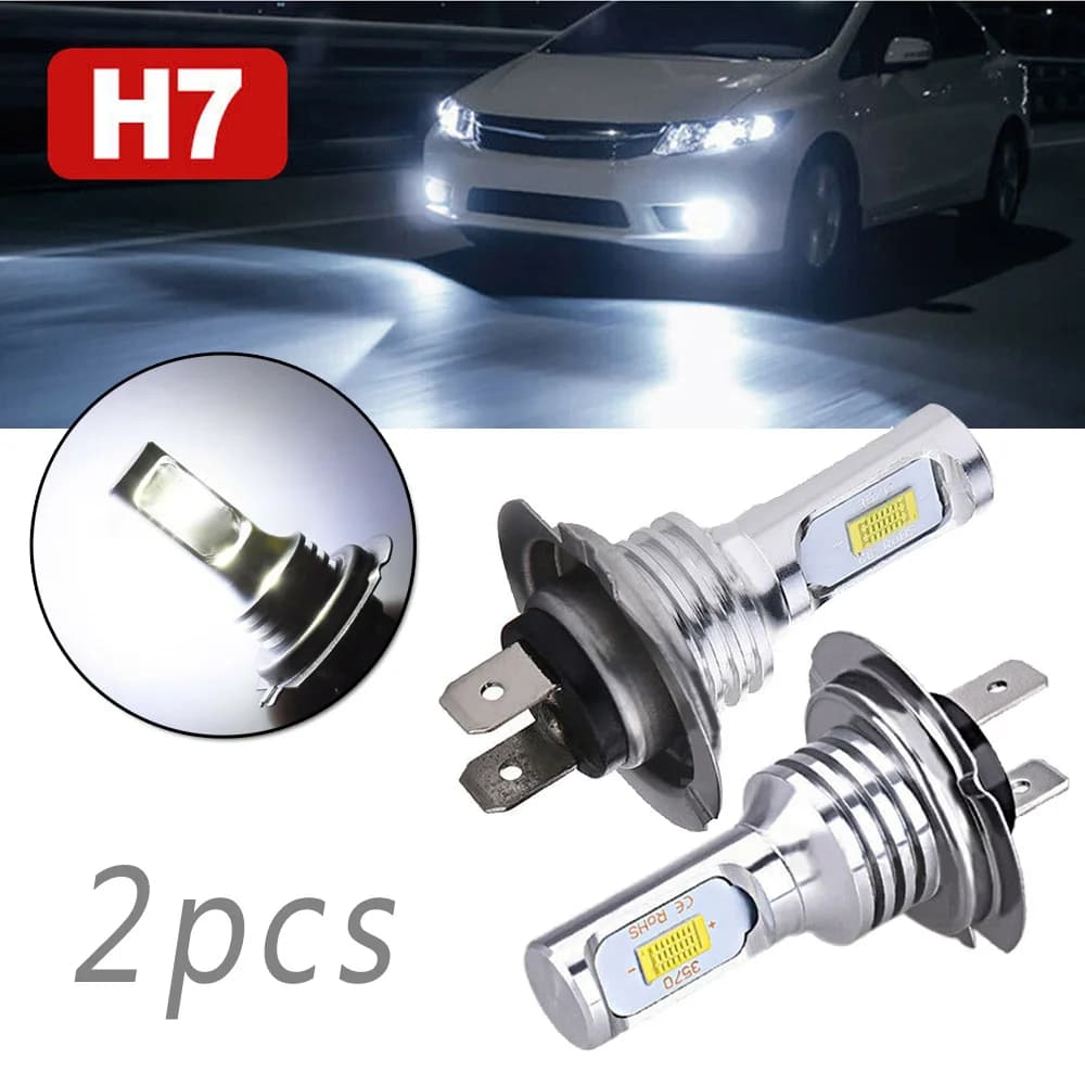 Ampoules de phares LED H7, feux de route et de croisement, 55W, 8000LM, 6000K, Super lumineux, pour
