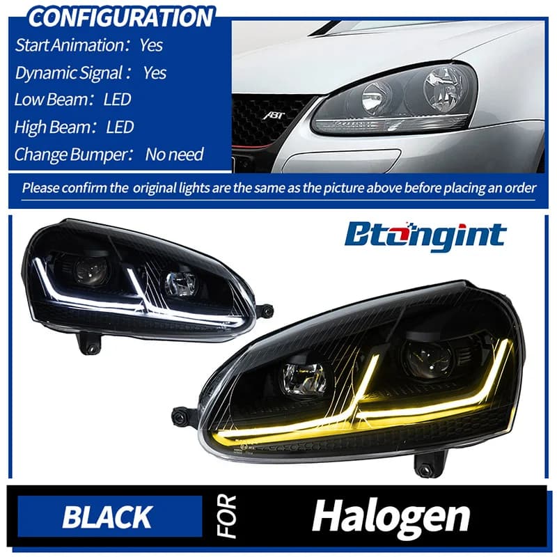 Phares améliorés et modifiés de style Golf 7.5 avec double éclairage dynamique bicolore, compatibles
