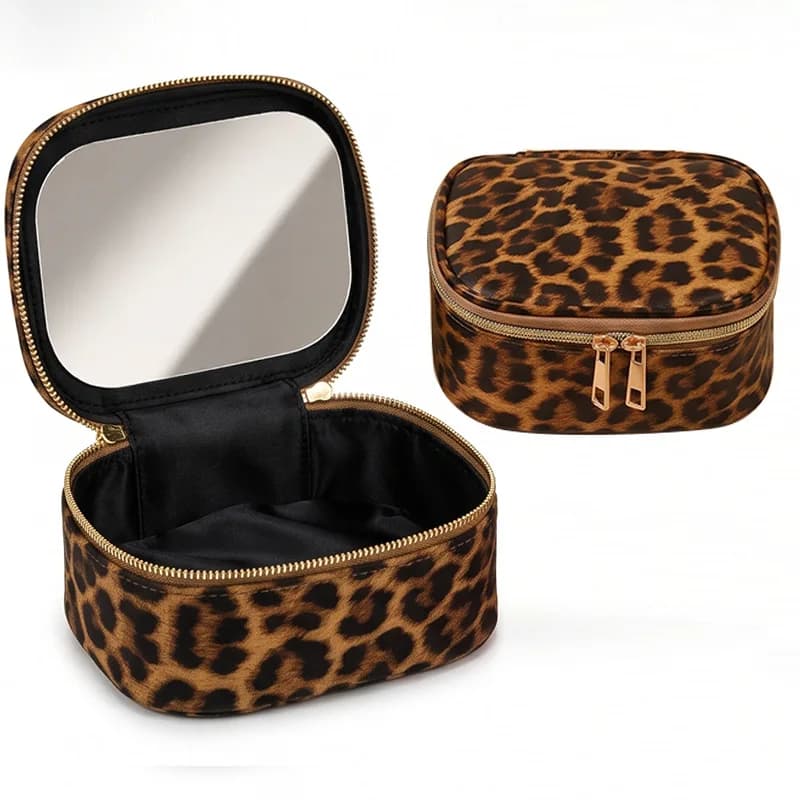Mini trousse de maquillage avec miroir LED, petite trousse de toilette de voyage, 3 lumières à lumin