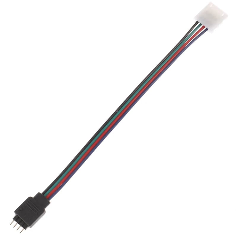 Connecteurs de bande lumineuse LED RVB, adaptateur secteur, 4 broches, 10mm de large, 15cm, 5050
