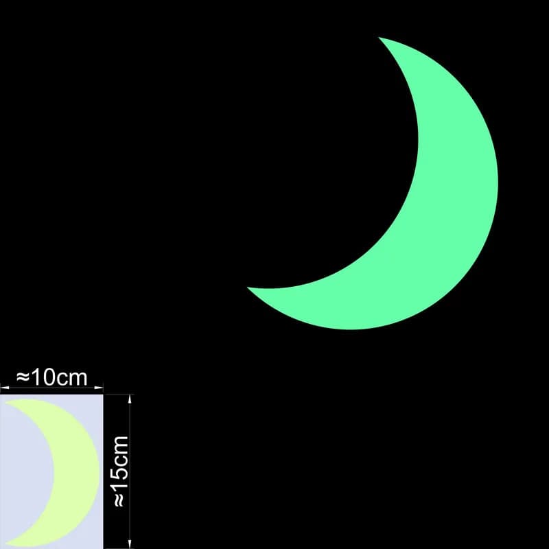 Autocollant lune fluorescente lumineuse, scintillant dans la nuit, décoration murale pour la chambre