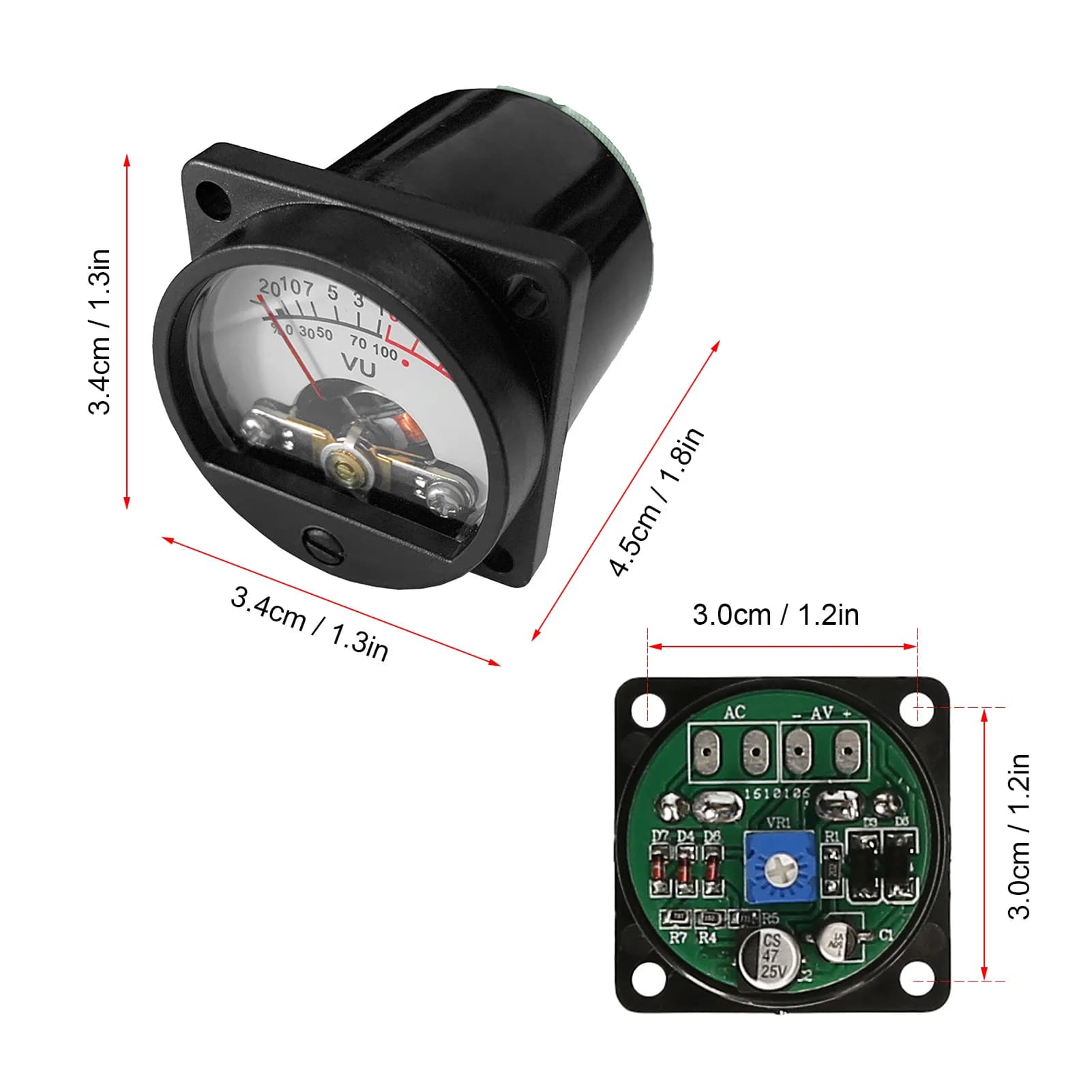 VU Meter 2 pièces panneau VU mètres rétro-éclairage chaud analogique DB indicateur de niveau sonore