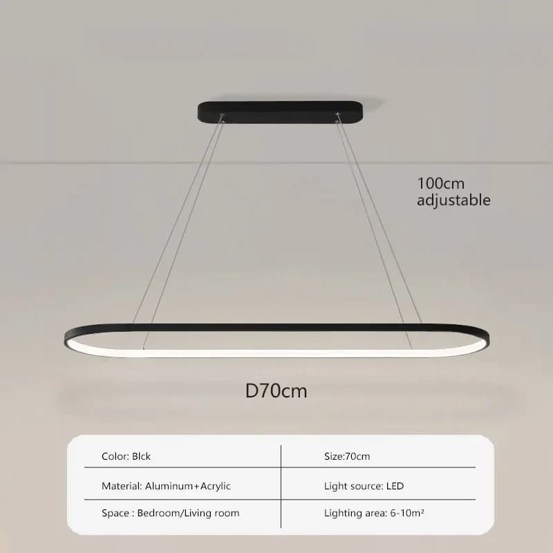 Lampe LED suspendue au design elliptique moderne, luminaire décoratif d'intérieur, idéal pour un Res