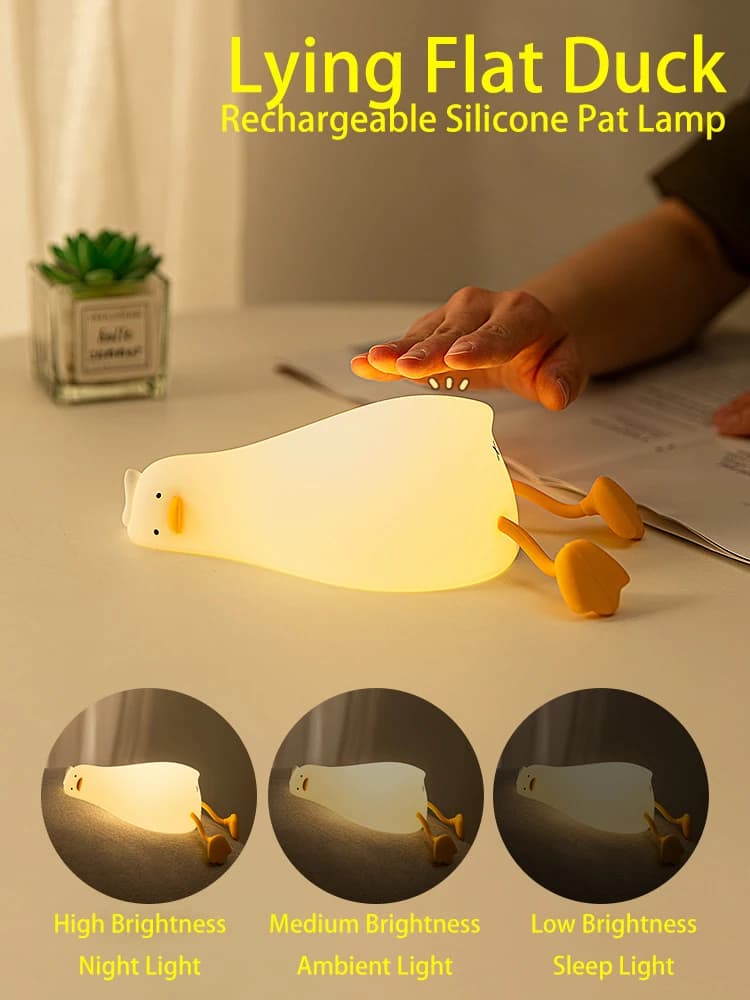 Canard Rechargeable LED veilleuse Pat Silicone lampe chevet dessin animé mignon enfants veilleuses p