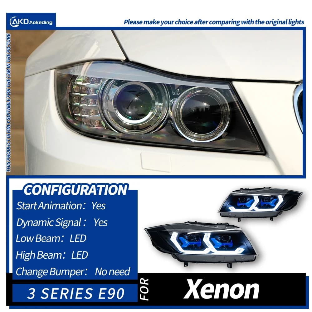 Assemblages de phares LED de voiture pour BMW E90 2005-2012, feux antibrouillard automatiques, feux