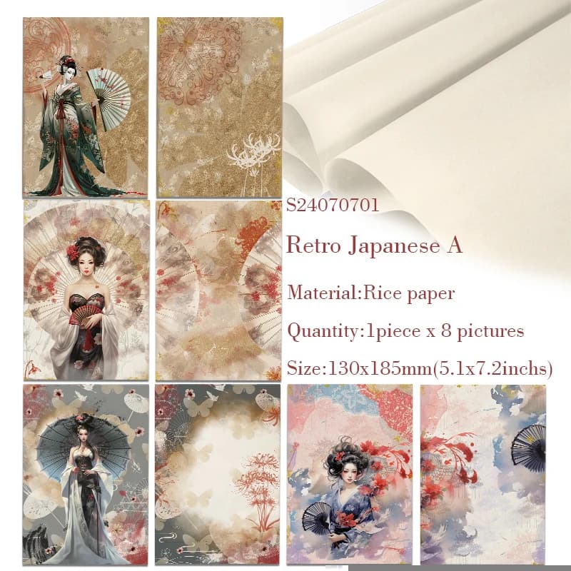 Papiers de décoration vintage de style japonais au design original en papier de riz pour scrapbookin