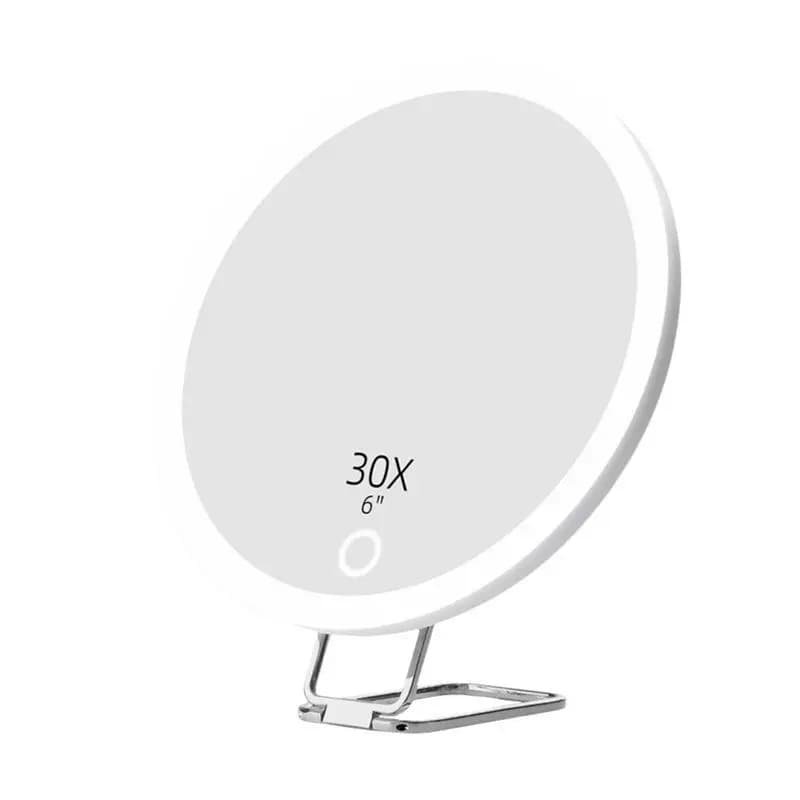 Support de Table Led Portable, miroir grossissant de poche pliable 30X avec miroir de maquillage lég