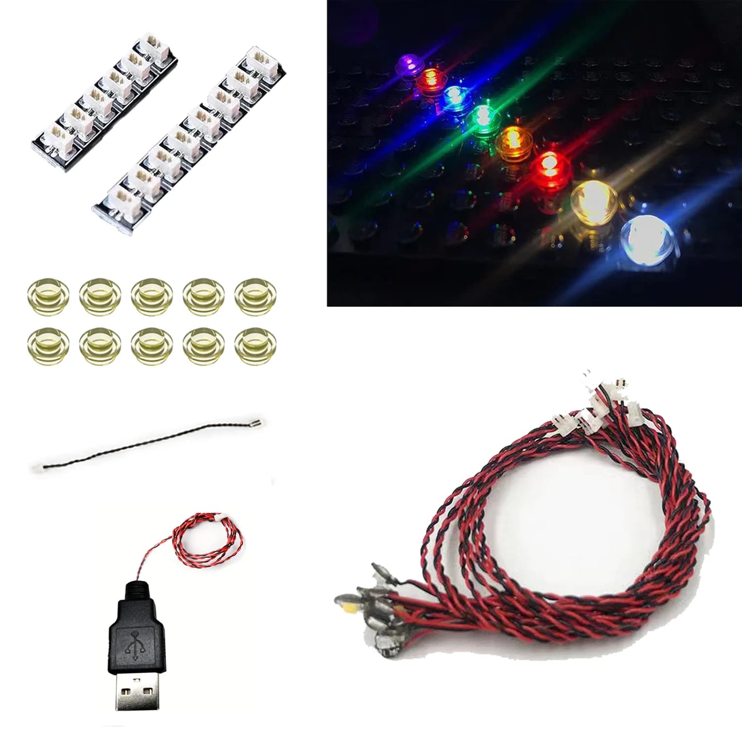 Kit d'éclairage LED coloré 10 pièces, éclairage de blocs de construction à monter soi-même, Compatib