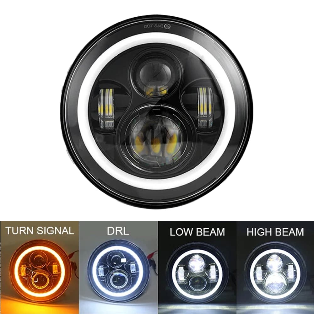 Phares LED de 7 pouces, clignotants 4x4, phare rond pour Land Rover Defender, Lada Niva 4X4, Uaz Hun