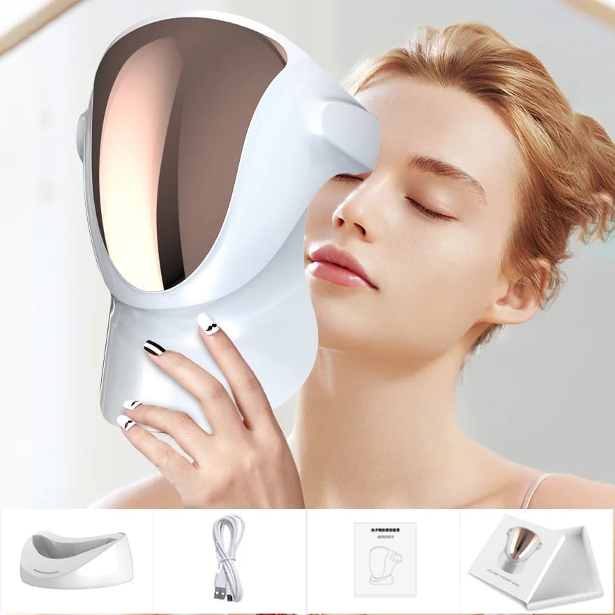 Masque Facial à LED, traitement Facial, Nano LED, 3 couleurs, thérapie photodynamique, Anti-acné, su