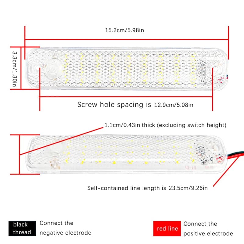 Plafonnier de lecture intérieur pour camion/RV/Marine, 36 LED, 12V-85V, avec interrupteur