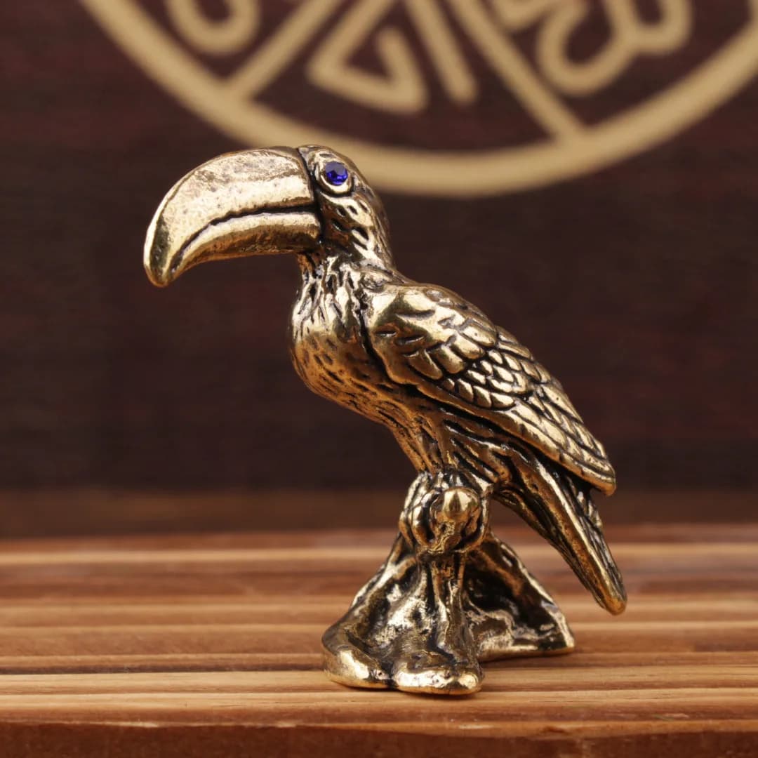 1 pièce d'ornement de toucan vintage en laiton massif, pour bureau ou comme animal de compagnie mini