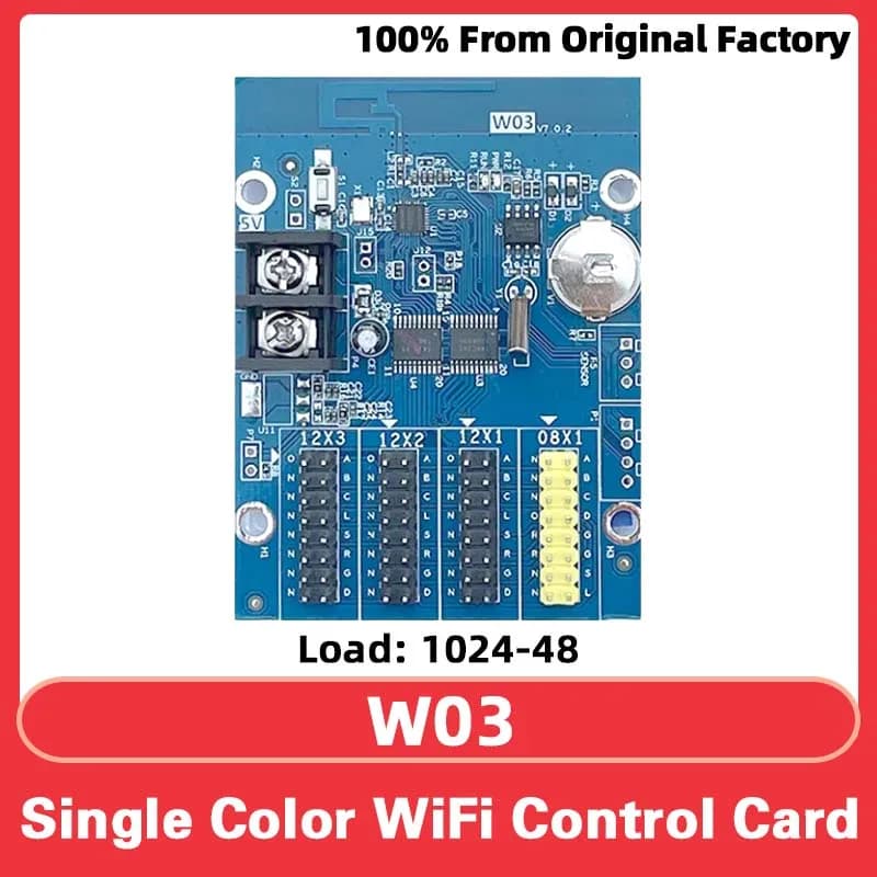 Écran LED Huidu HD-W03, panneau LED monochrome, carte de contrôle WiFi pour téléphone portable, affi