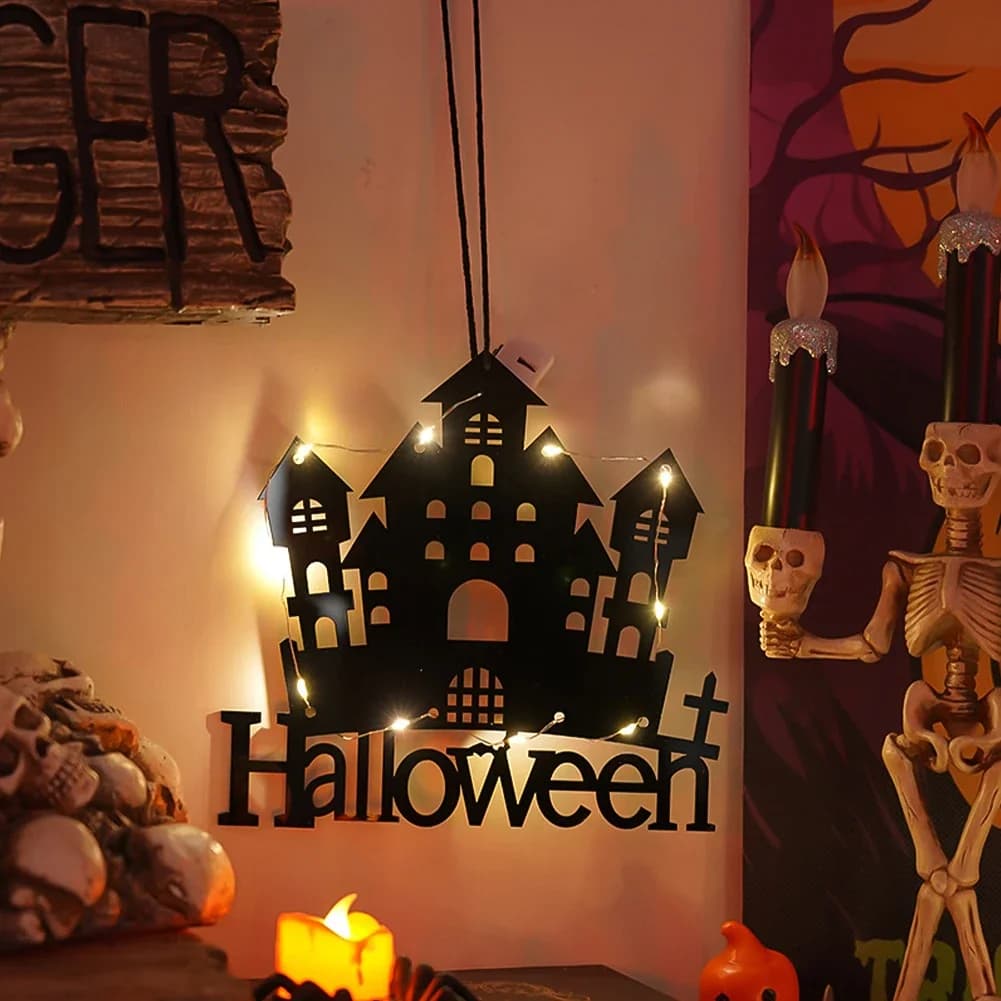 Lampe LED multi-styles pour fête d'halloween, alimentée par batterie, suspendue, étanche, lumières d