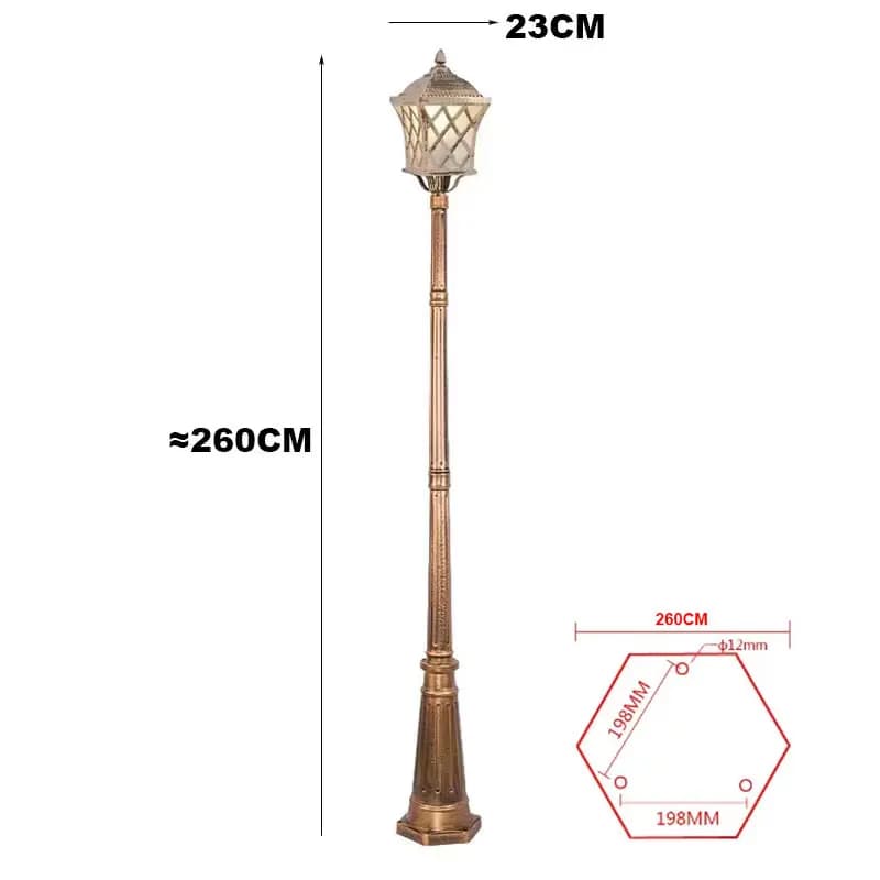 Lampadaire de cour rétro de style européen, lampe à perche haute en aluminium pour l'extérieur, lamp