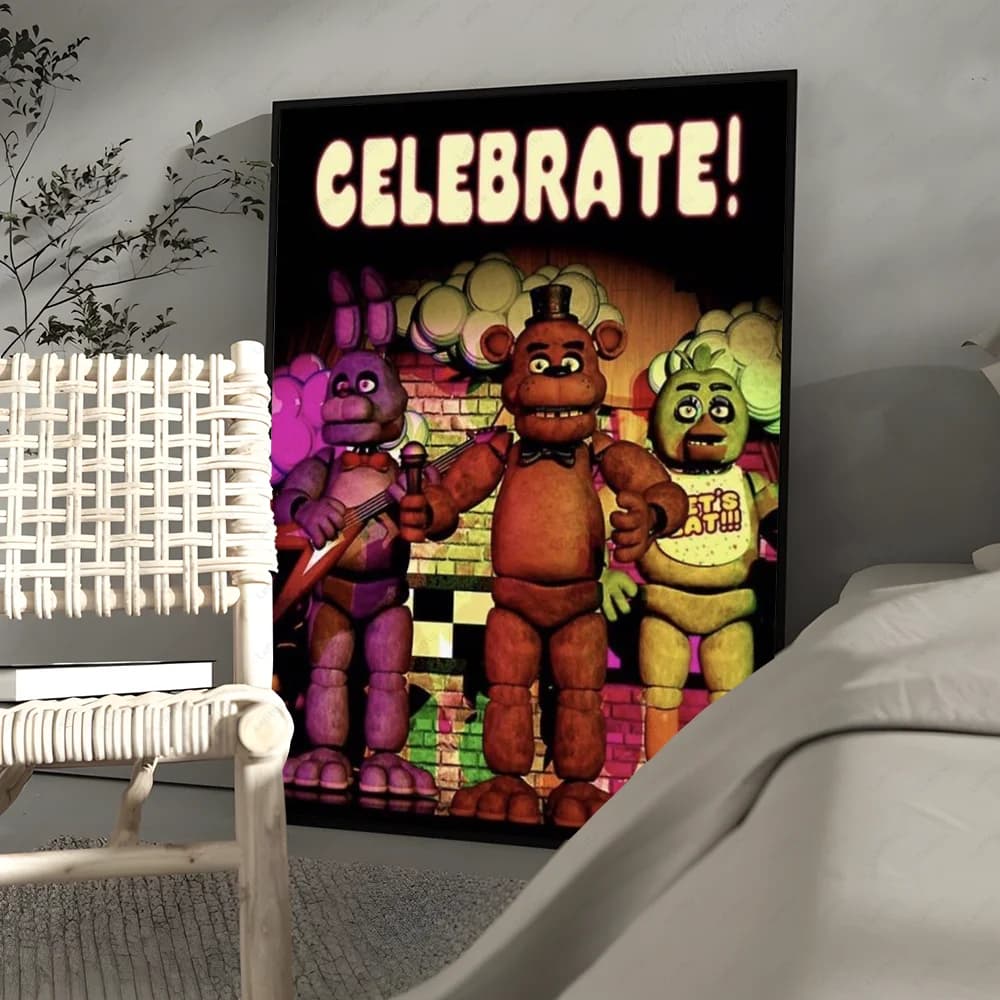 Fnaf – affiche classique cinq nuits chez Freddys, art mural imprimé adapté au salon, chambre à couch