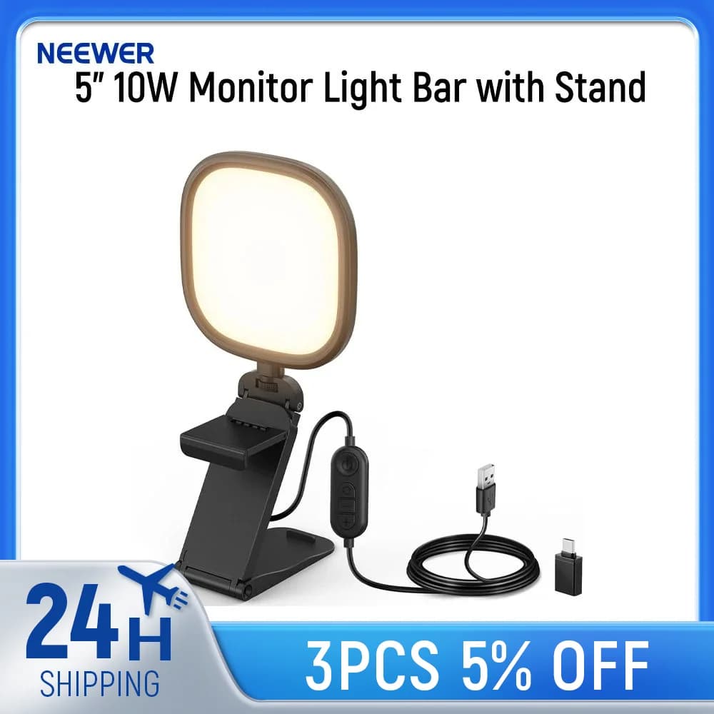 NEEWER Basics Barre lumineuse pour moniteur 5 "10 W avec support, panneau LED USB éclairé à bord bic