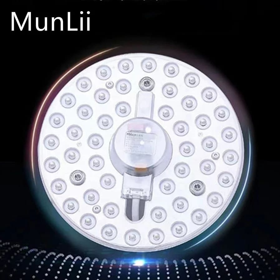 MunLii AC220V-240V Panneau LED circulaire à intensité variable tricolore 36W 24W 18W 12W Blanc froid