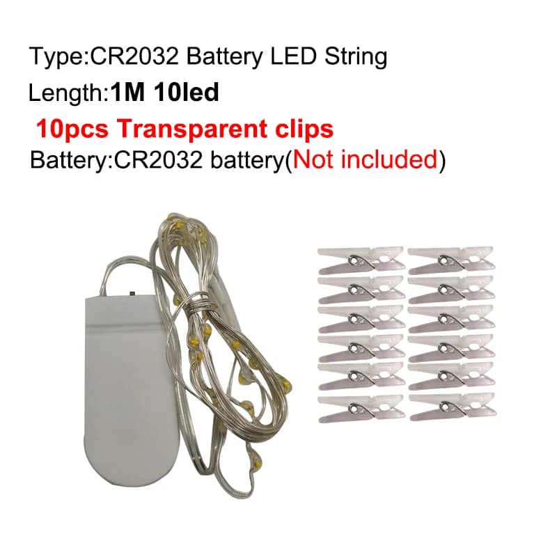 Guirlande lumineuse à lumière Led 2M 5M 10M, USB, féerique, pour noël, Clip Photo, à piles, pour l'e
