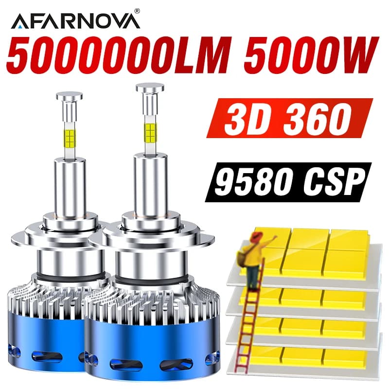 H7 360 LED phare de voiture 5000000LM 5000W H1 H4 H11 9005 9006 Canbus lumière LED pour Turbo phare