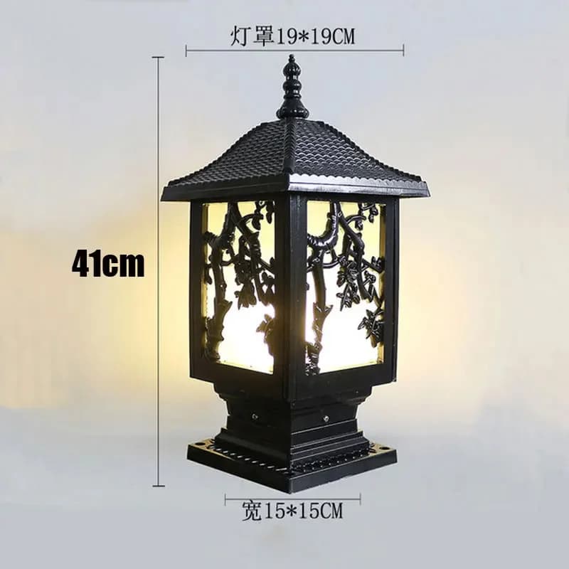 Lampe de poteau extérieure de style chinois pour parc, villa, gazebo, clôture, colonne résidentielle
