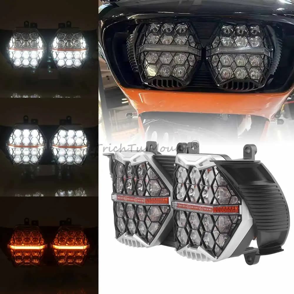 Assemblage de lumière de sauna de moto, lampe de sauna à LED, faisceau Hi/Lo, ambre, DRL pour Harley