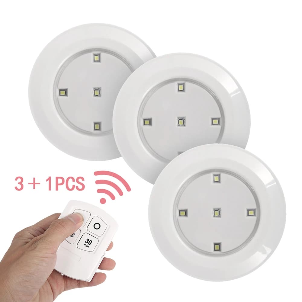 Led sous-meuble lumières télécommande sans fil LED veilleuse à piles Min lampe tactile pour cuisine 