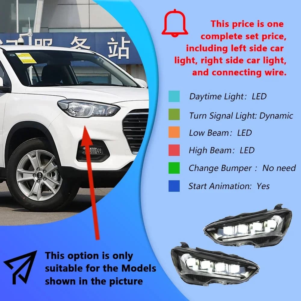 Feux avant de voiture pour Hyundai ix35 2018 – 2020, ensemble de phares automobiles LED, mise à nive