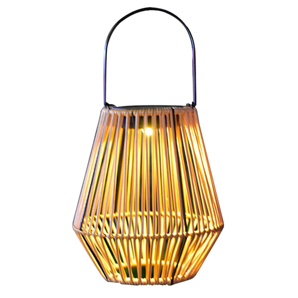 Lanterne solaire en rotin IP65 étanche à l'extérieur, grande lumière solaire en rotin tissé, lantern