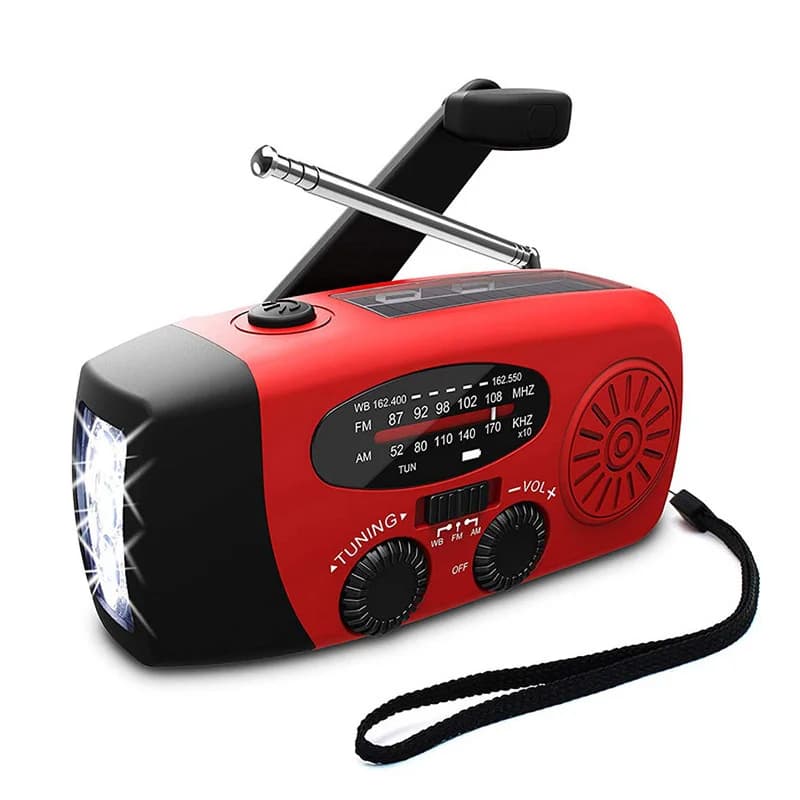 Radio portative multifonctionnelle portable, dynamo à manivelle, solaire, 62 radios météorologiques,