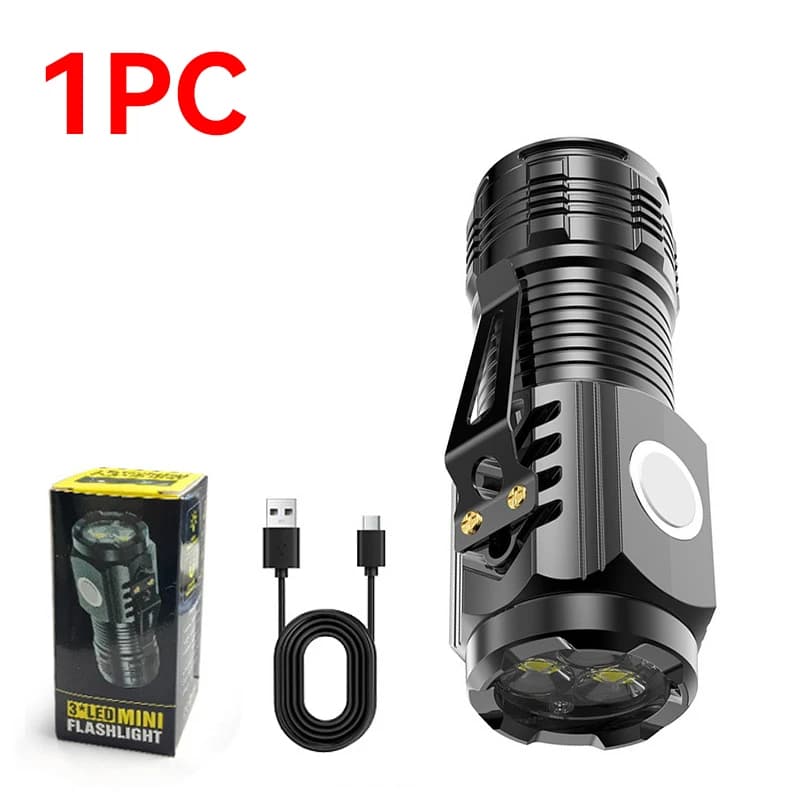 Lampes de poche puissantes à 3/9led, rechargeables par USB, torche portative à haute luminosité avec