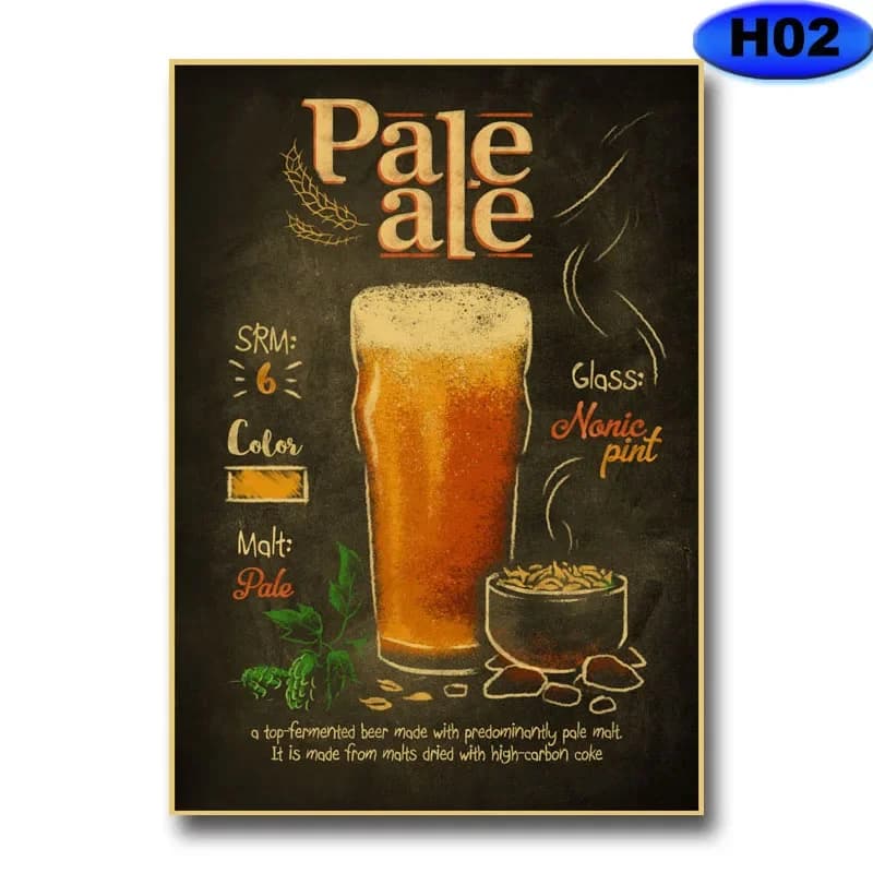 Art mural rétro simple scandinave, affiche de peinture à l'huile sur toile HD, impression de bière, 