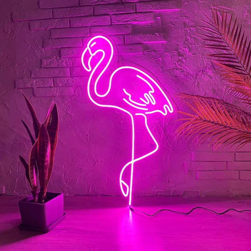 Panneau Lumineux LED Néon Personnalisé avec Flamant Rose, Panneau de Lettres Flexibles pour Décorati