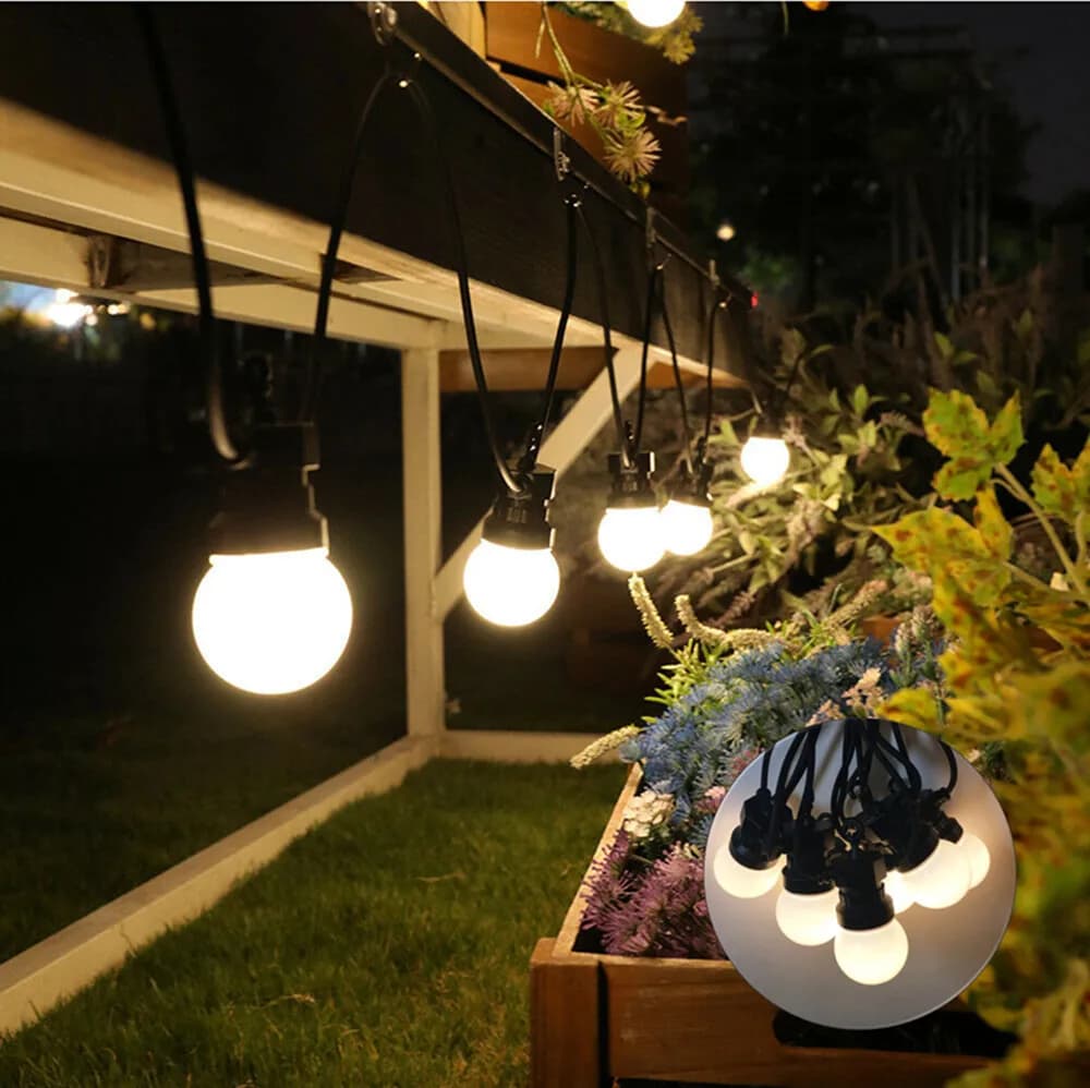 Guirxiété lumineuse LED G50, boule blanche lai70., guirxiété chaude, adaptée à la décoration extérie