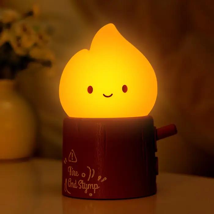 Feu de camp veilleuse mignon en Silicone souple lampe de sécurité décorations synchronisation réglab