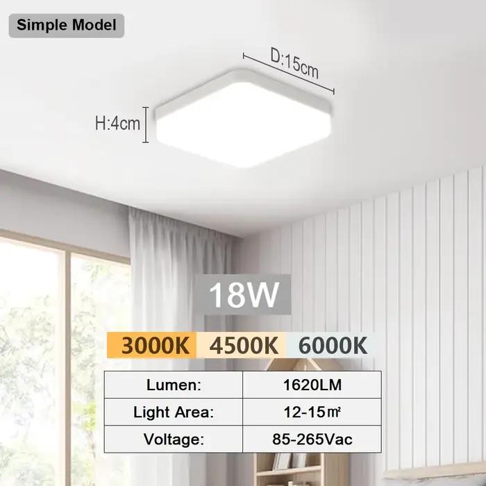 Plafonnier LED carré moderne, luminaires de plafond pour chambre à coucher, éclairage d'intérieur 48