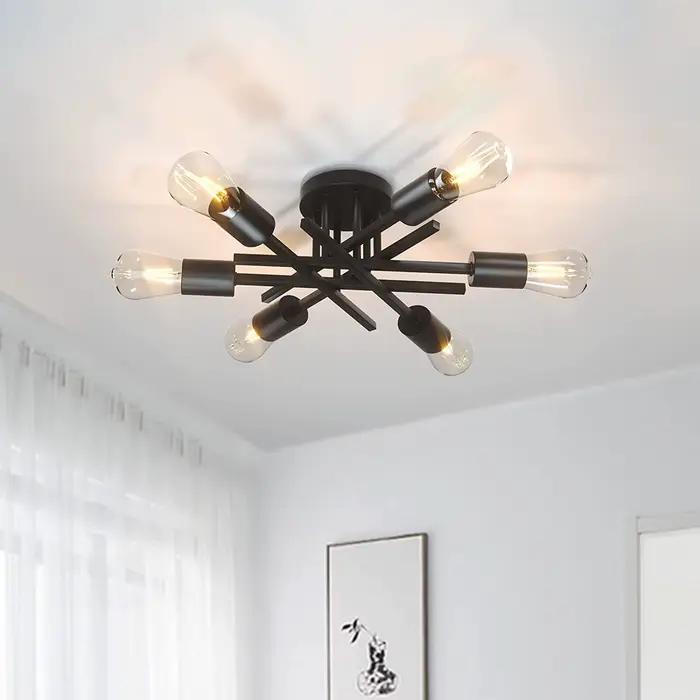 Lustre moderne semi-encastré lustre moderne du milieu du siècle près du plafond éclairage plafonnier