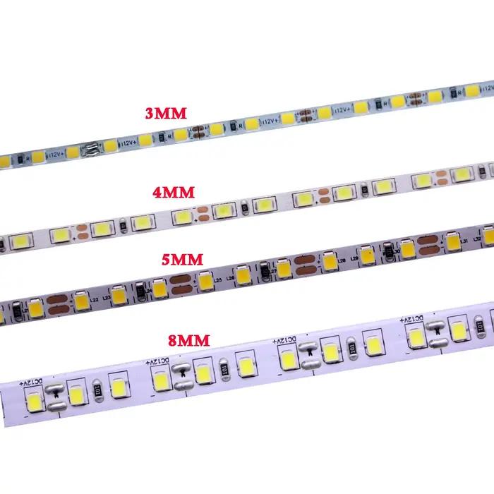 Bande lumineuse LED à largeur étroite de 3mm, 5M, DC12V 2835, 180 diodes/m, 4mm, 2835, 120 diodes, c
