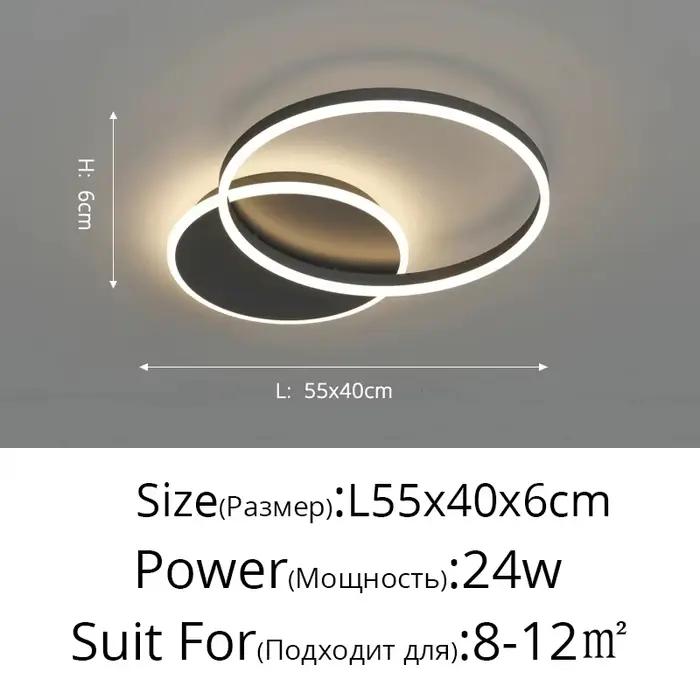 Lustre moderne à LED pour intérieur, plafonnier pour salon, bureau, chambre à coucher, anneaux ronds