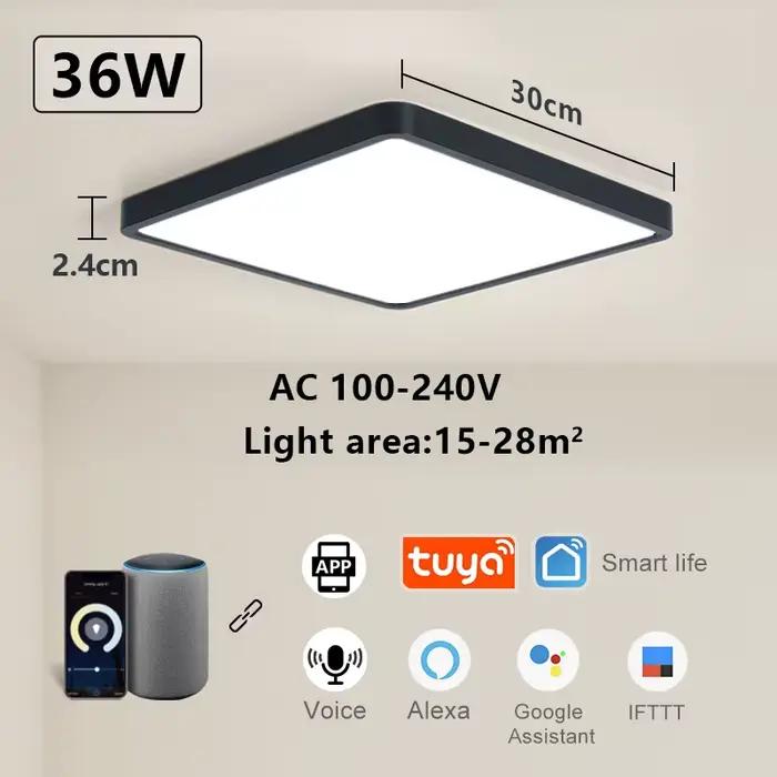 MARPOU Tuya LED plafonnier 36W Dimmable APP commande vocale plafonnier intelligent éclairage moderne