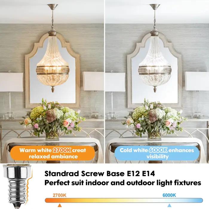 Ampoules LED Dimmables pour Lustre à Base Candelabre E12 E14, 6W, C35, Décoratives, Forme Flamme de