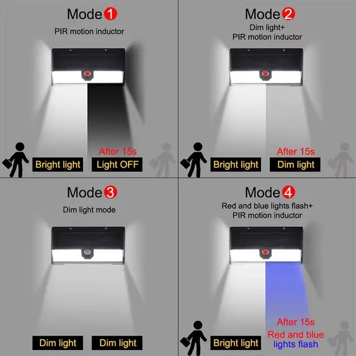 Lampe solaire extérieure à 190LED avec détecteur de mouvement, applique murale, décoration de jardin